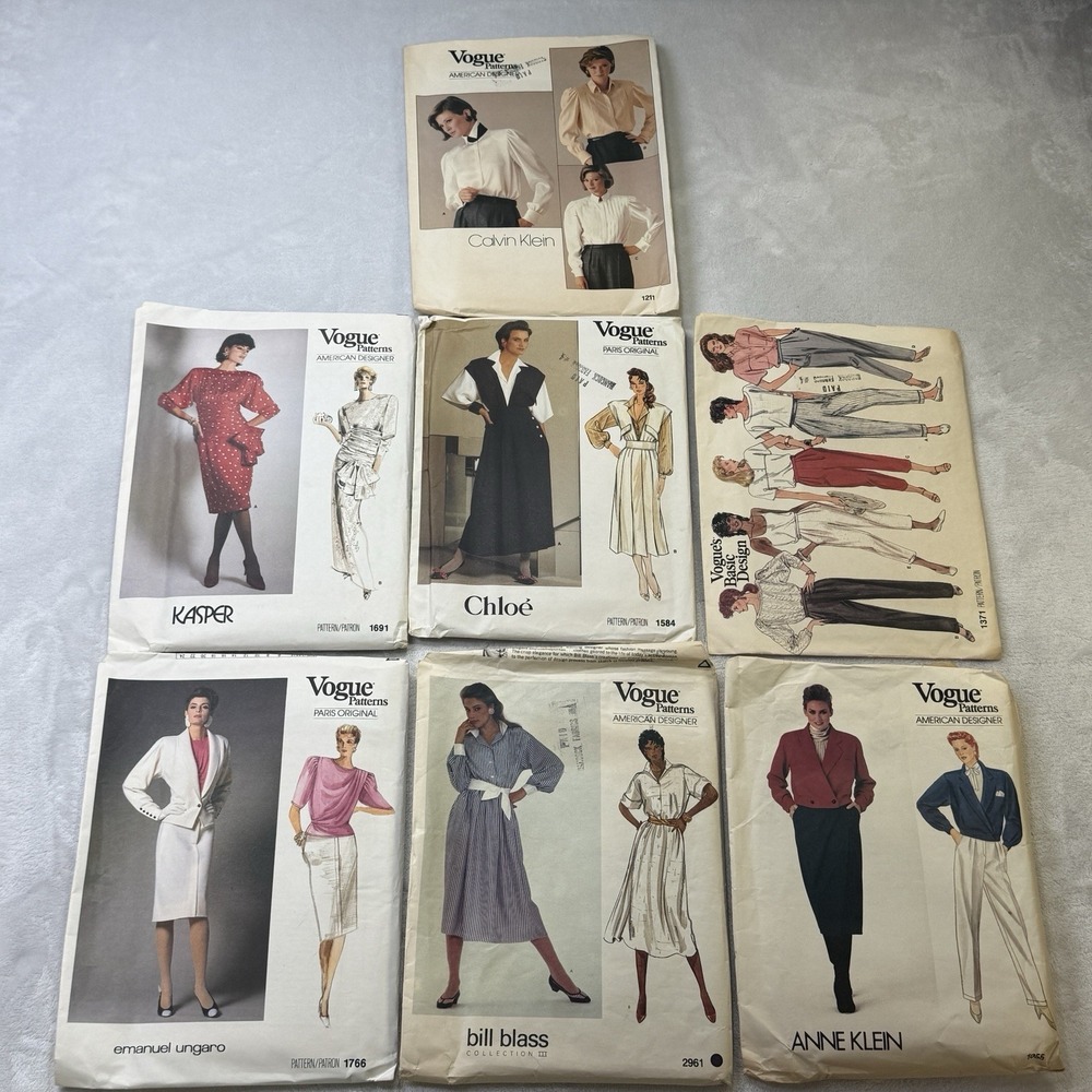 Vintage Vogue Designer Sewing‎ Pattern Lot Calvin Klein Chloe Anne Klein 7